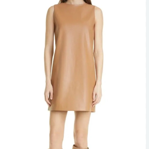 Theory Dresses & Skirts - Theory Tan Mini Dress Faux Leather